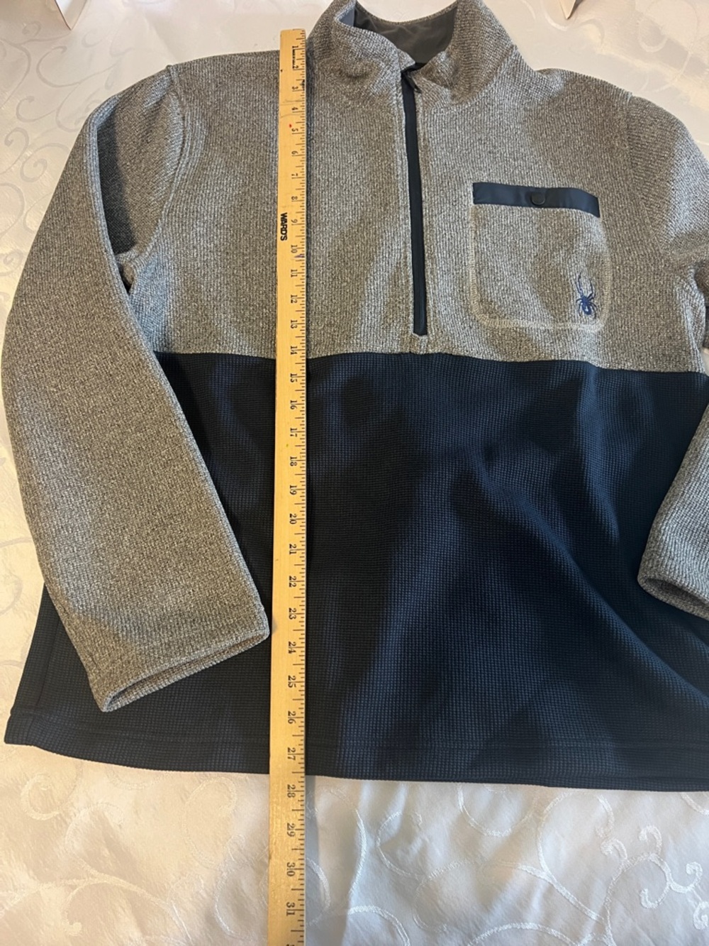 Spyder Men’s Gray and BLUE Zip-Up Colorblock Pullover - Picture 4 of 7